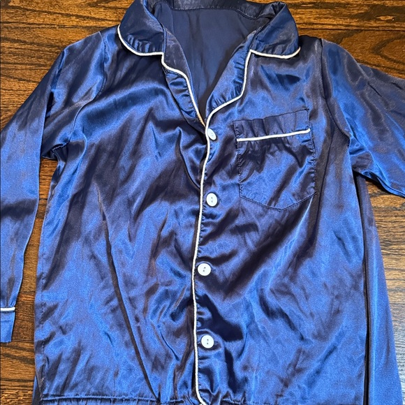 Royal Blue Satin Kids Pajama Set size 7-8 - Picture 2 of 13